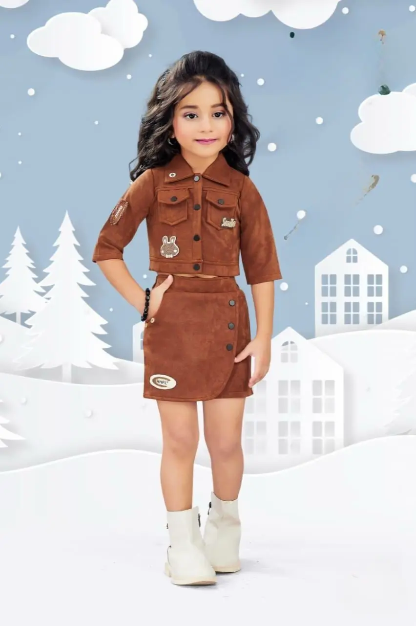 Girls Above Knee Casual Dress  (Maroon)