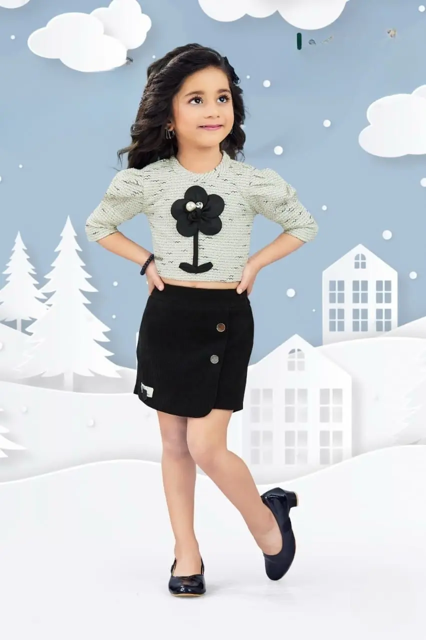 Girls Casual Top Skirt (Black)