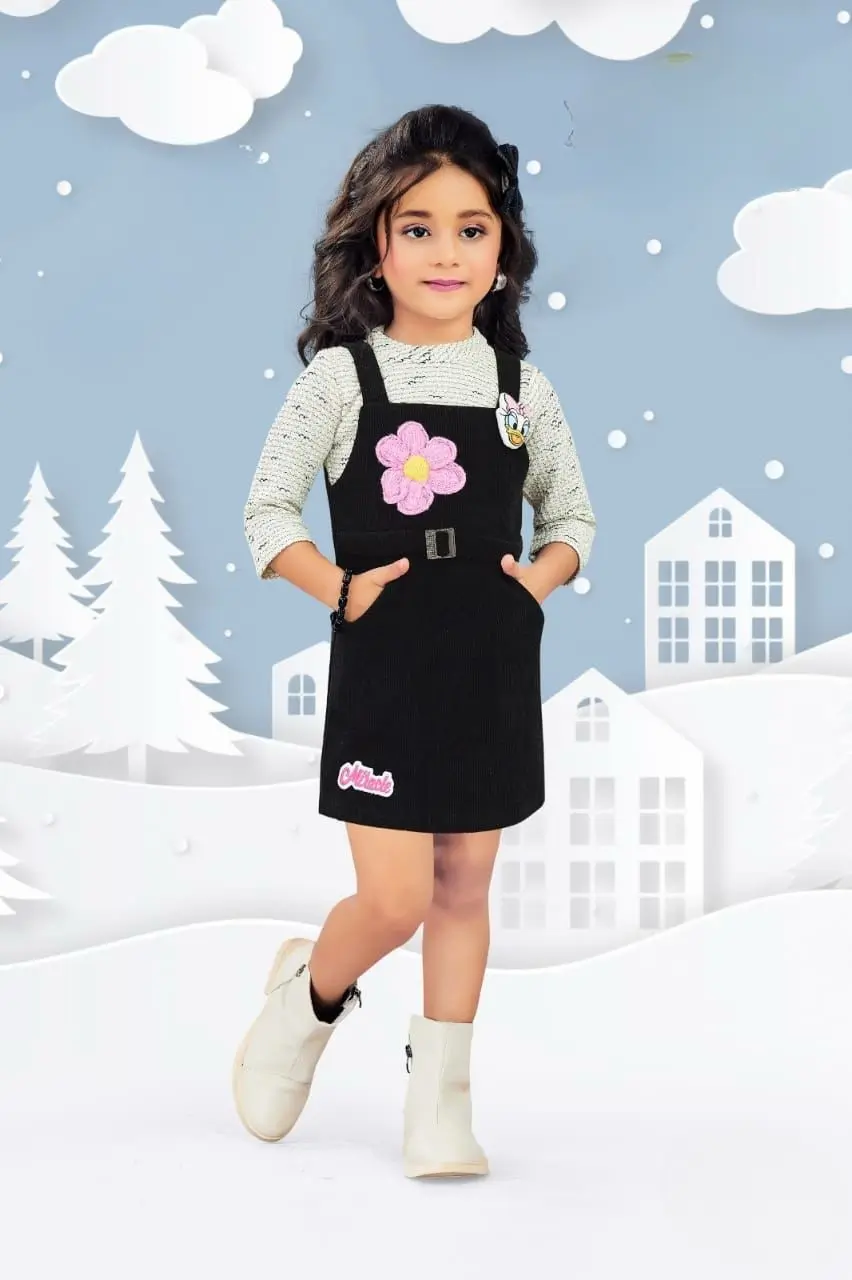 Black Dungaree And White T shirt For Girls
