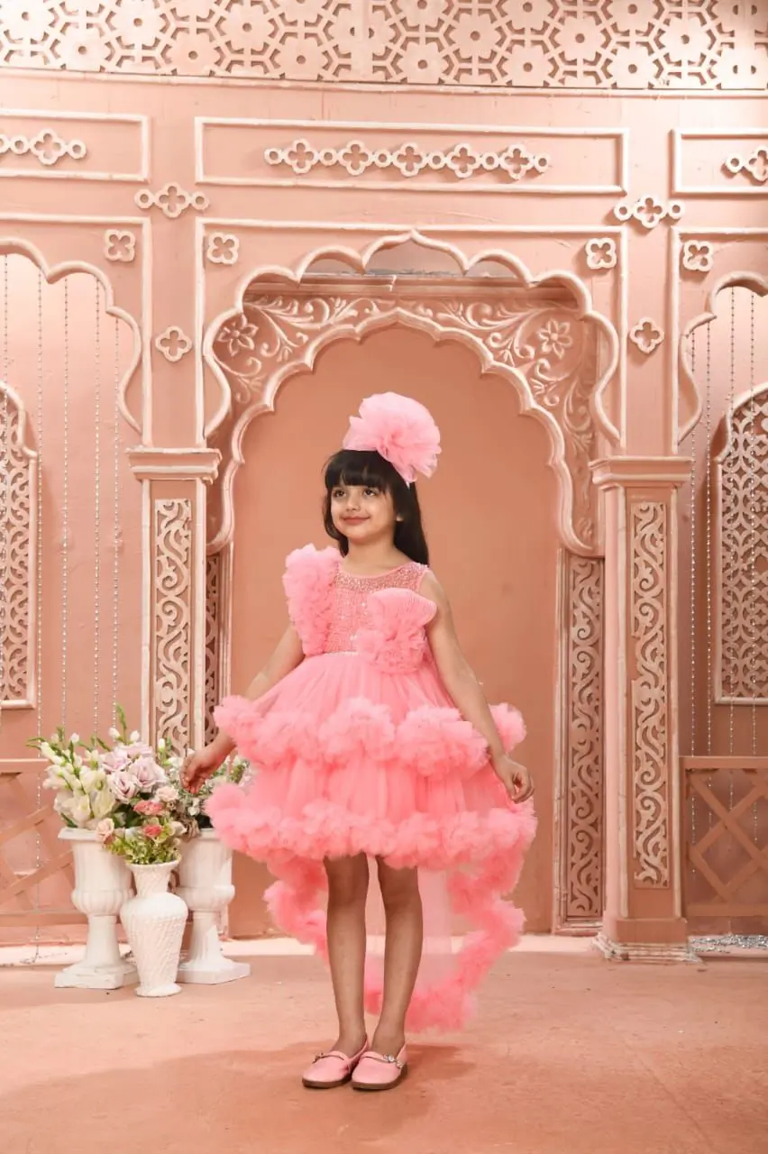 Pink Princess High-Low Party Dress for Girls