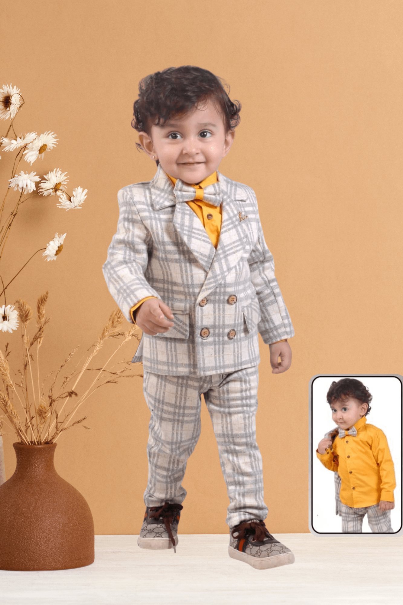 Boys Party(Festive) Coat Jeans  (Red)