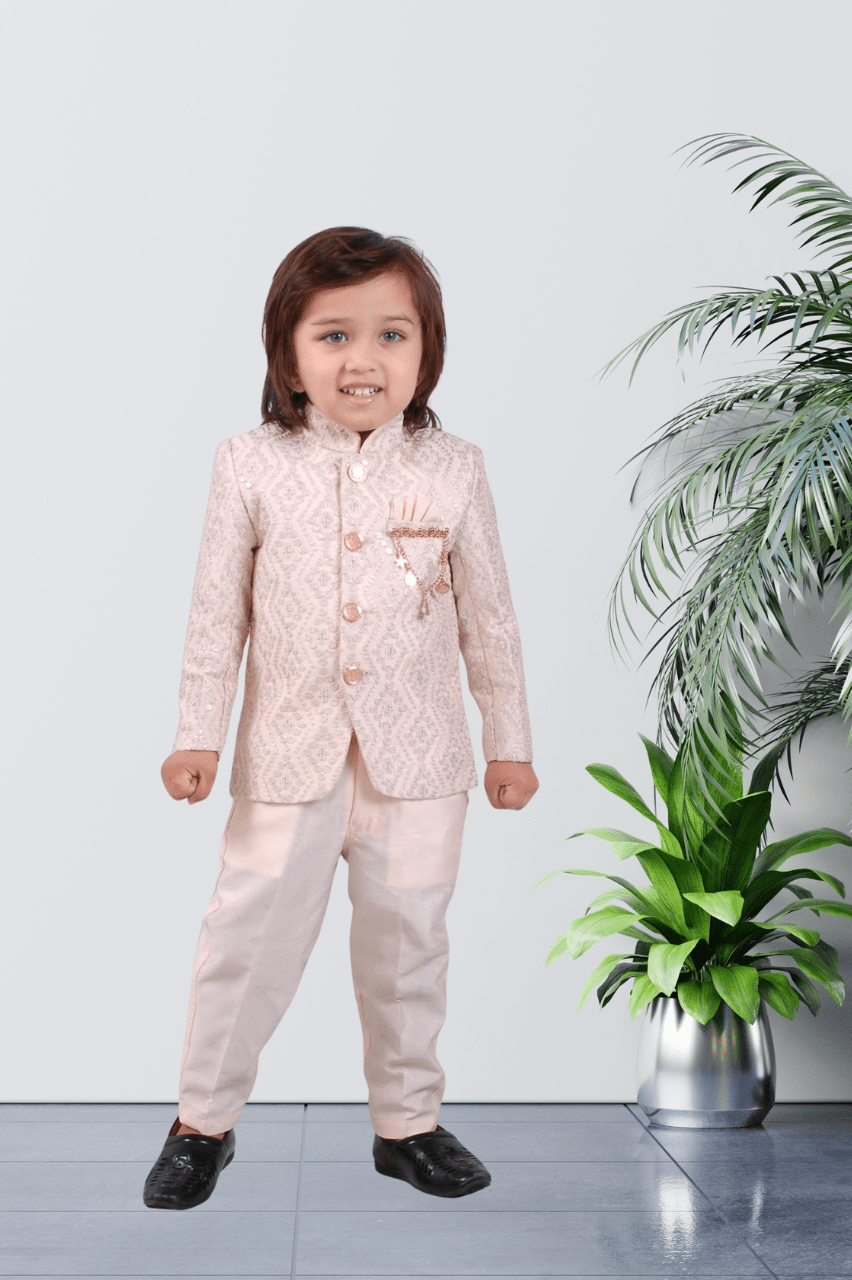 Peach  Premium work jodhpuri for boys
