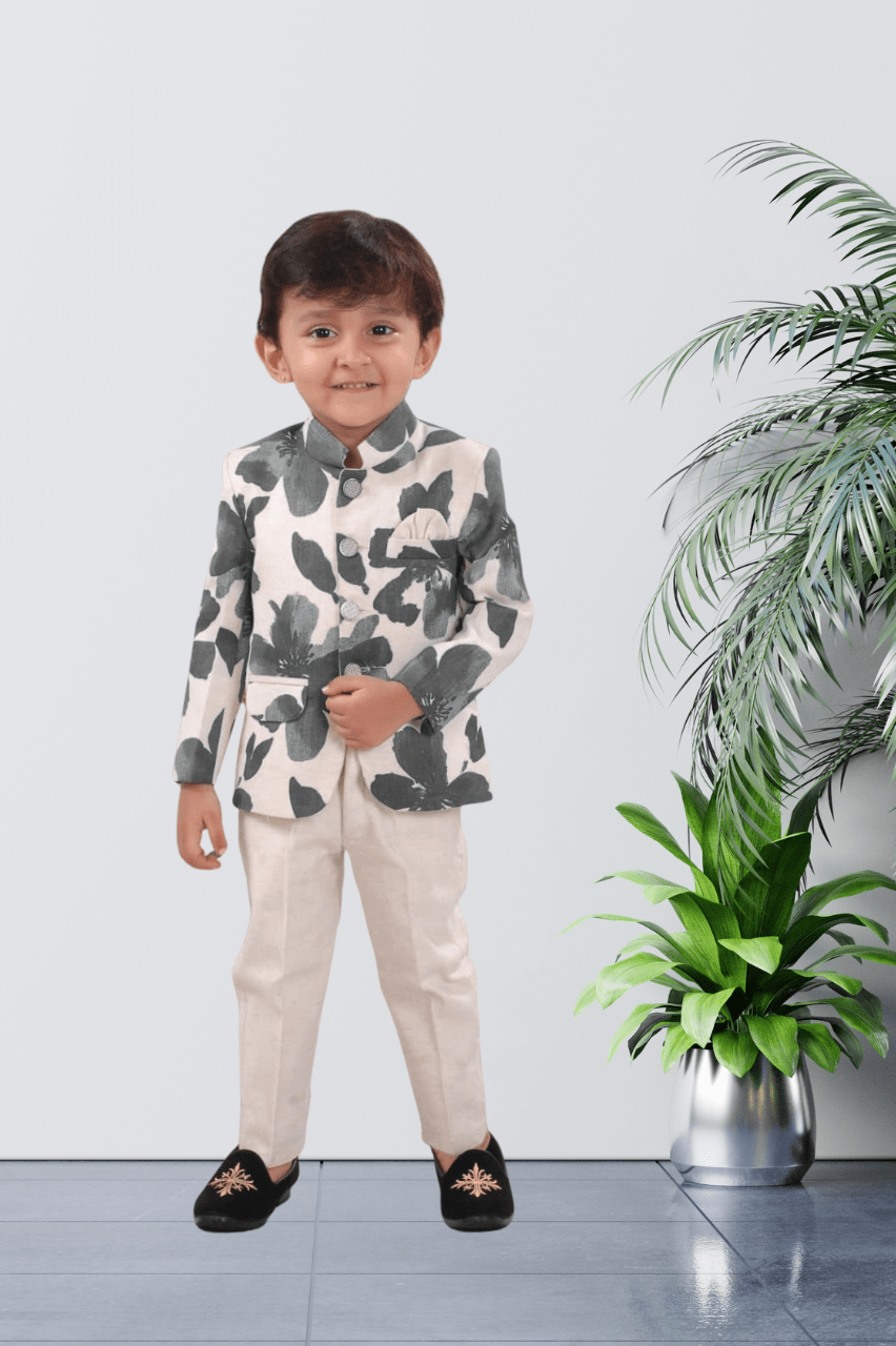 Premium Blend Printed Boys Jodhpuri Suit,